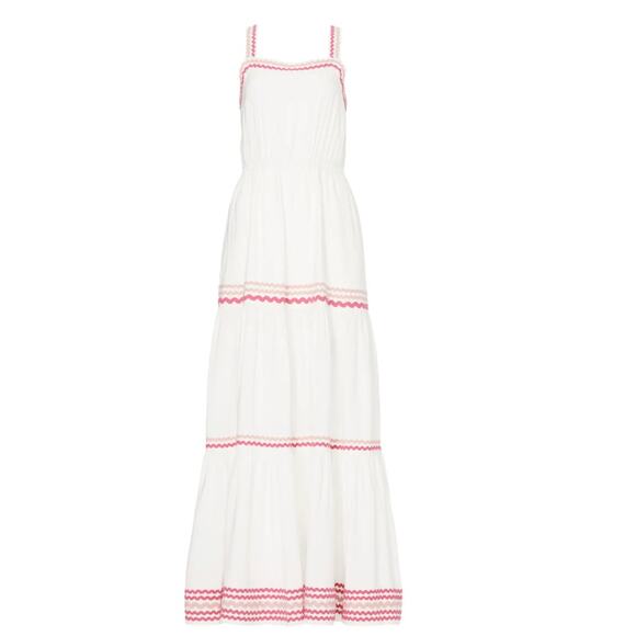Splendid White Tiered Ruffle Maxi Dress XS Cottagecore Romantic Sundress $198 - Picture 5 of 10